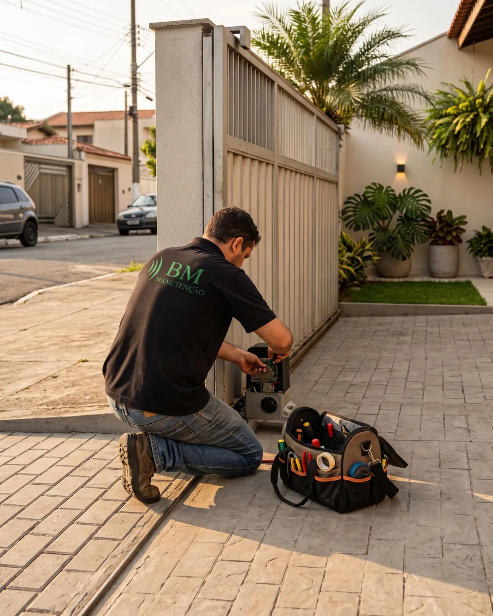 Técnico da BM trabalhando